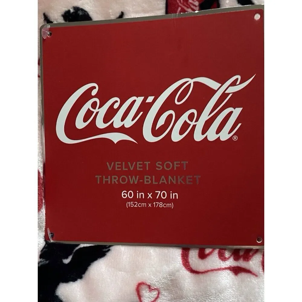 Coca Cola Can Pink Valentines Cupid Hearts Velvet Soft Throw‎ Blanket 60 X 70”